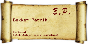 Bekker Patrik névjegykártya